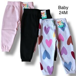 NWT Baby Girl Fleece Jogger Pants, 3 - Pack Size 24 Months
